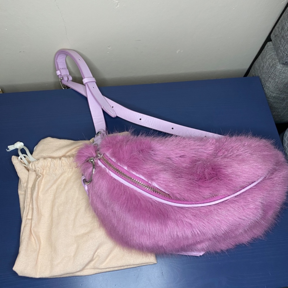 Rebecca Minkoff Faux Fur Hip Bag in True Orchid - Picture 2 of 16